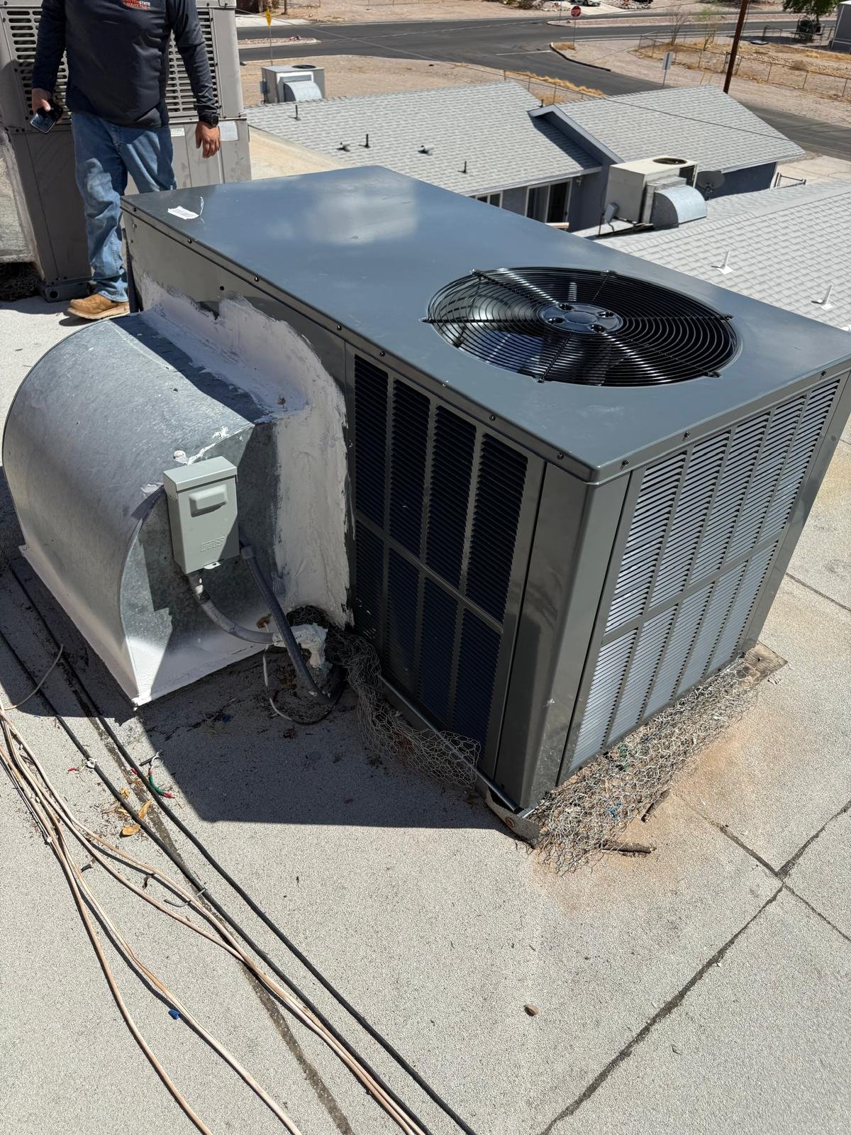 Replacement rooftop HVAC unit after installation